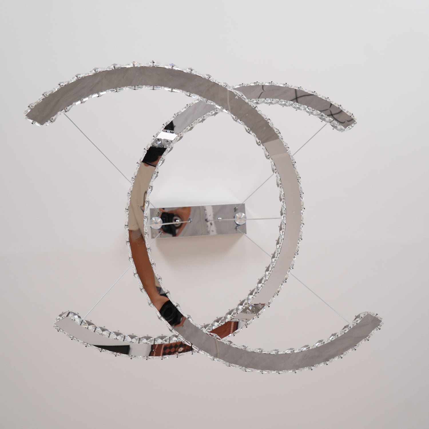 Lustra Chandelier Cristal Double C Moderne Argent 2-Rings - Neutralighting