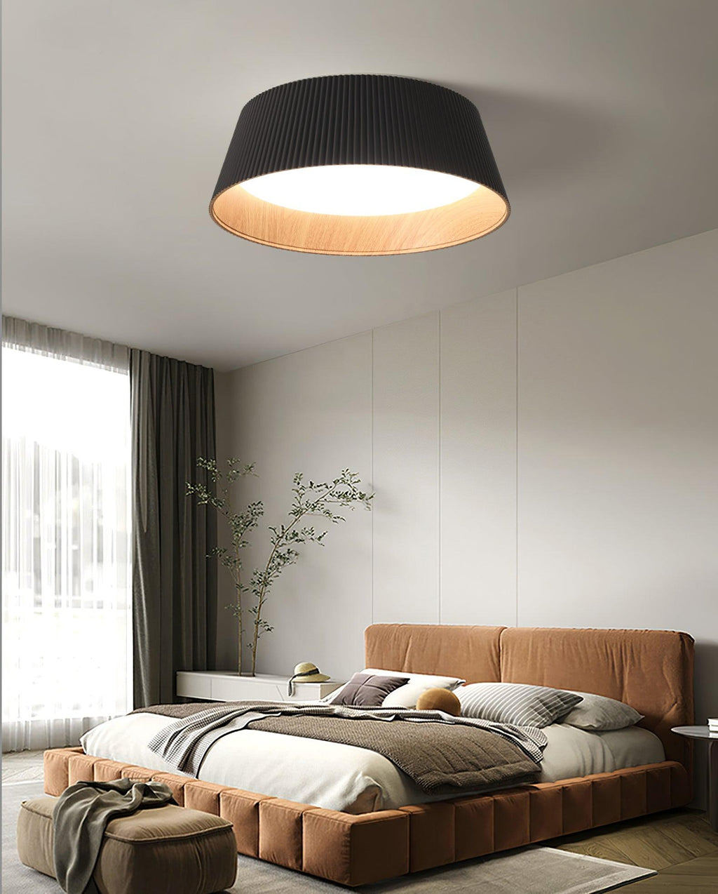 Solara Plafonnier Cylindre Cannelé Bois Élégant Contemporain - Neutralighting