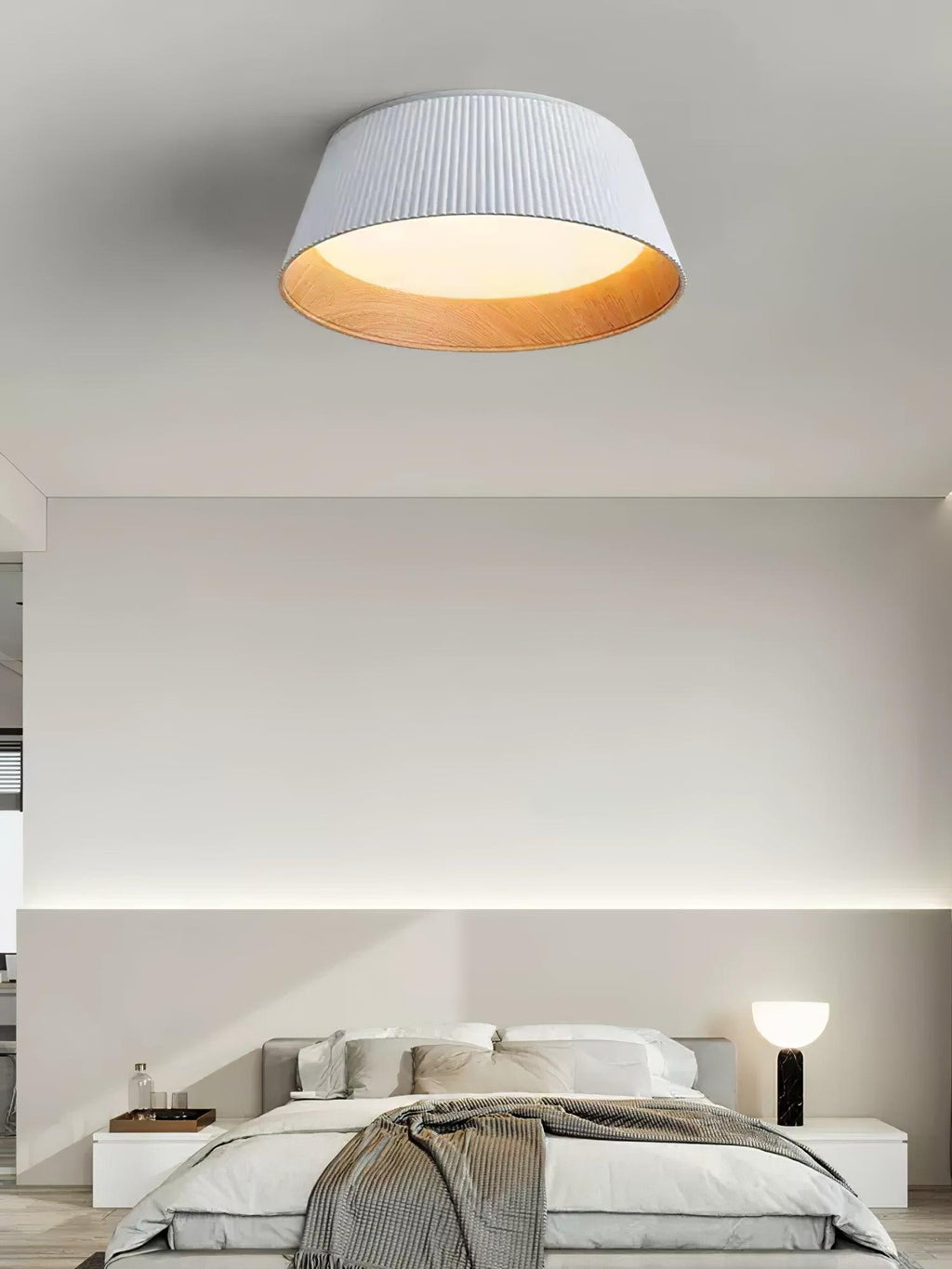 Solara Plafonnier Cylindre Cannelé Bois Élégant Contemporain - Neutralighting