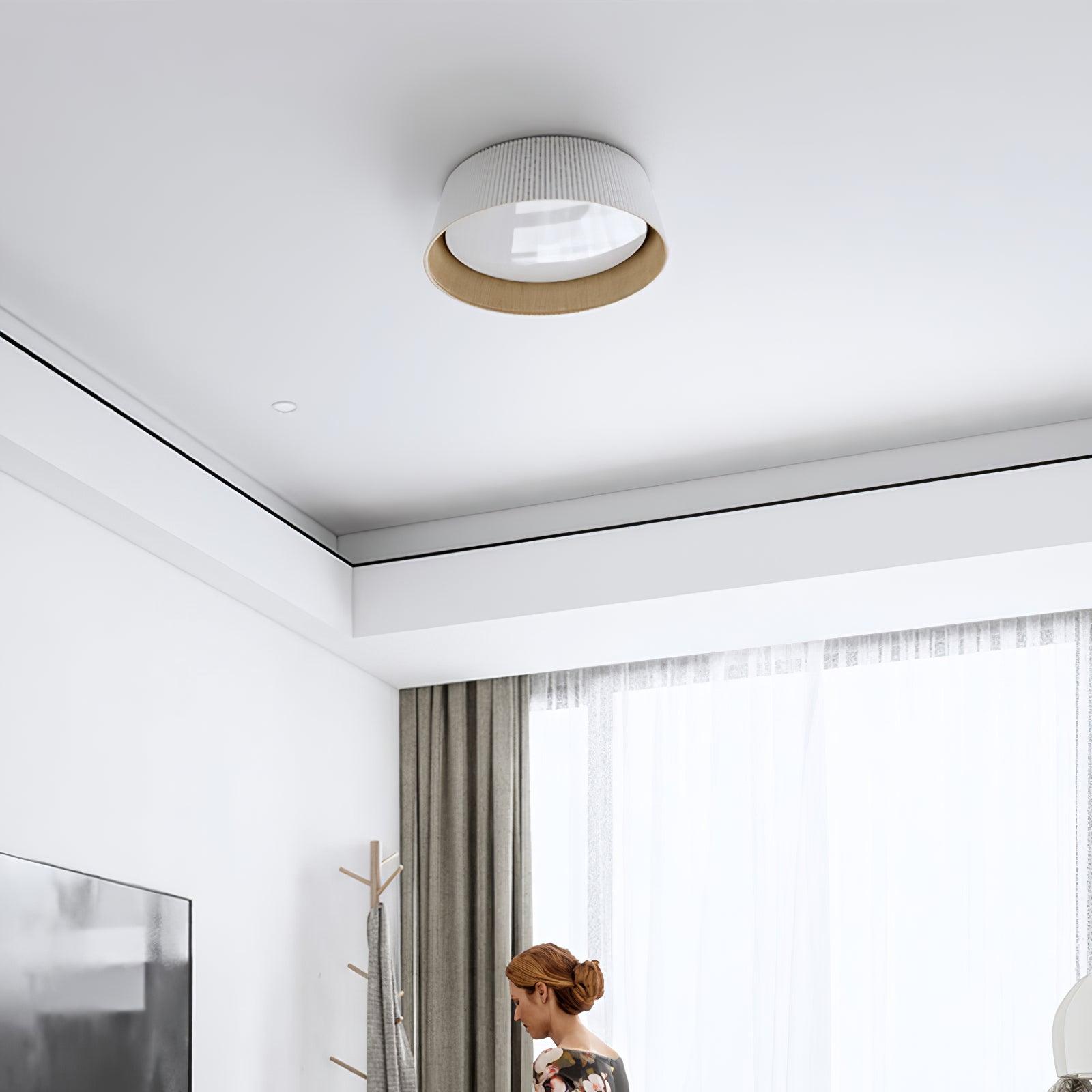 Solara Plafonnier Cylindre Cannelé Bois Élégant Contemporain - Neutralighting