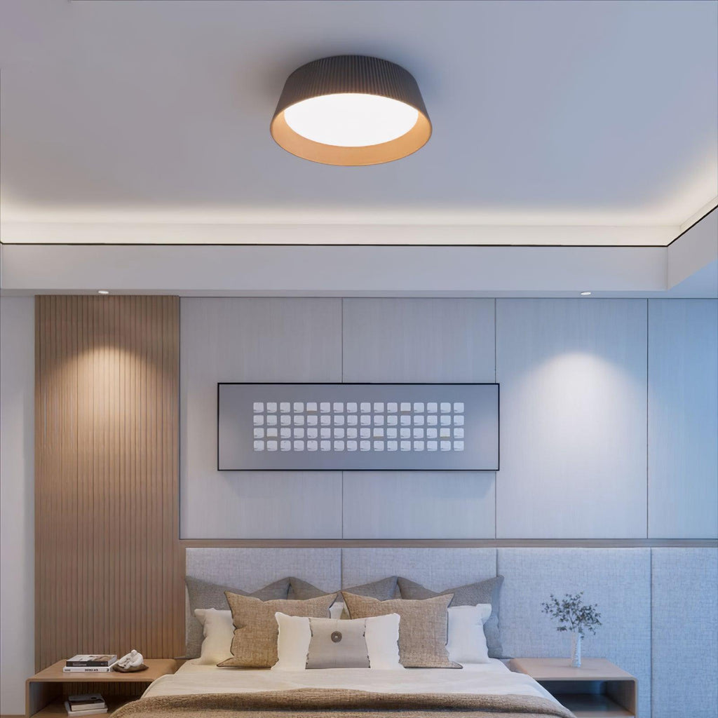 Solara Plafonnier Cylindre Cannelé Bois Élégant Contemporain - Neutralighting