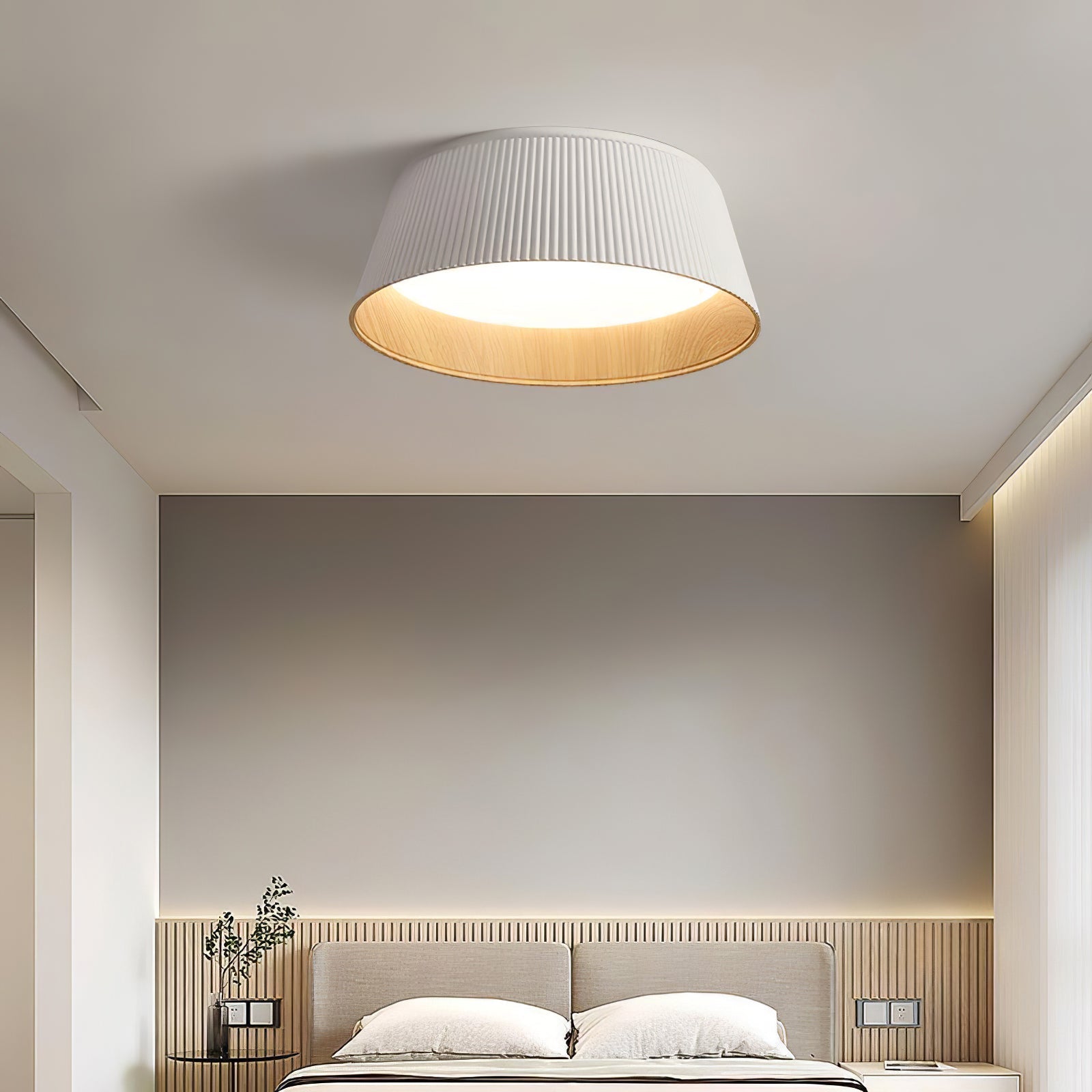 Solara Plafonnier Cylindre Cannelé Bois Élégant Contemporain - Neutralighting