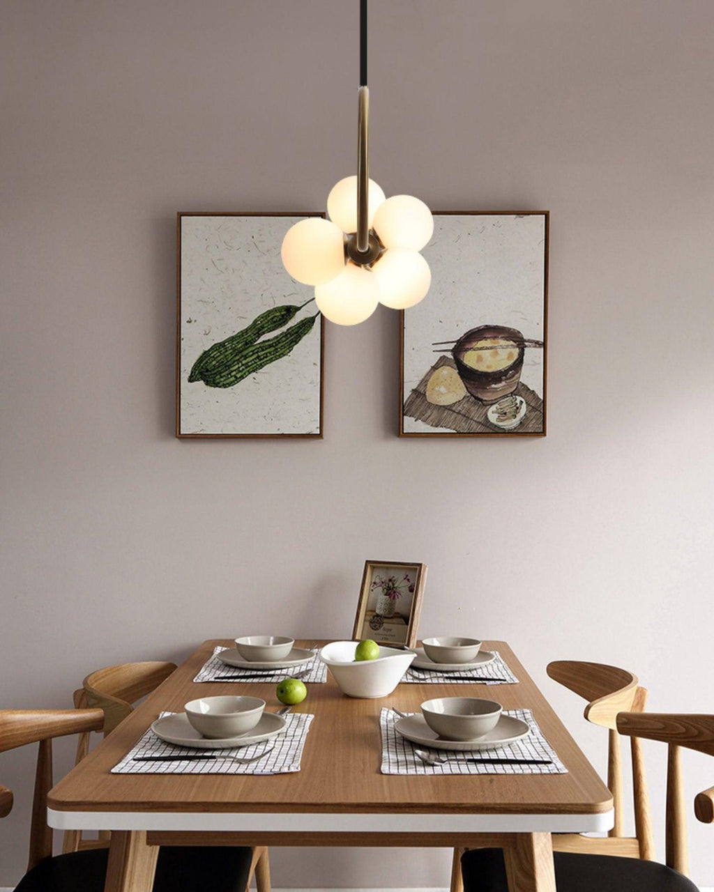 Ardin Chandelier Moderne en Noyer et Laiton - Neutralighting