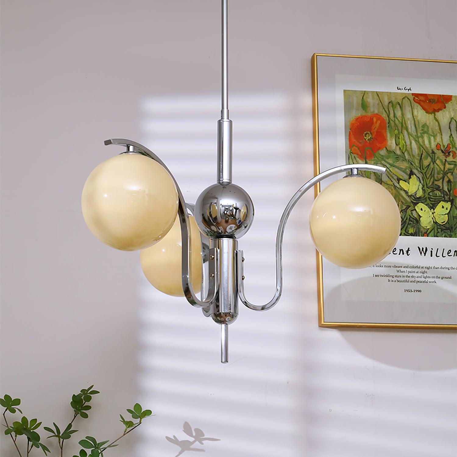 LustraChandelier Élégant en Verre et Chrome - Neutralighting