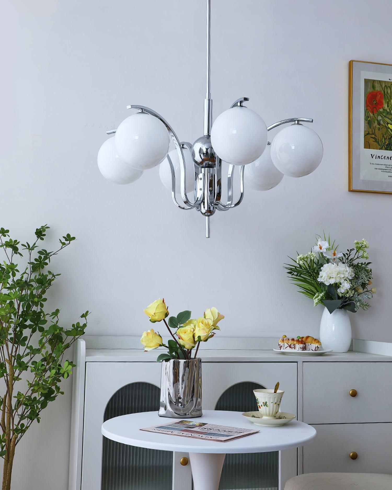 LustraChandelier Élégant en Verre et Chrome - Neutralighting