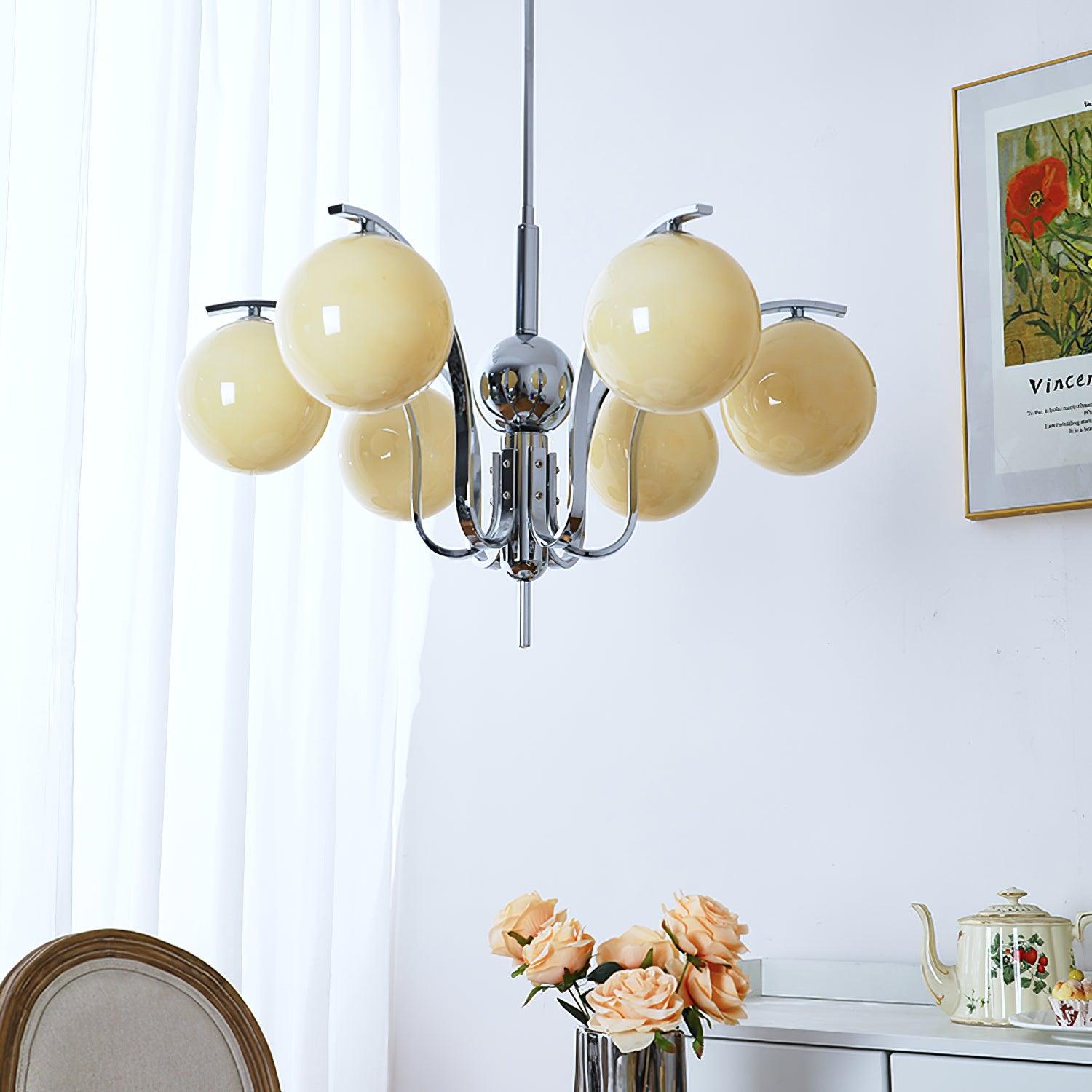 LustraChandelier Élégant en Verre et Chrome - Neutralighting