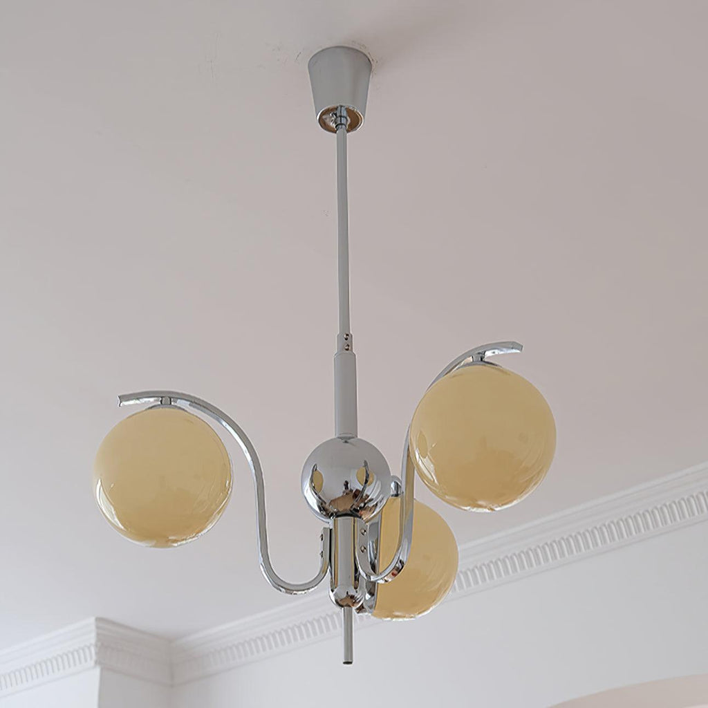 LustraChandelier Élégant en Verre et Chrome - Neutralighting