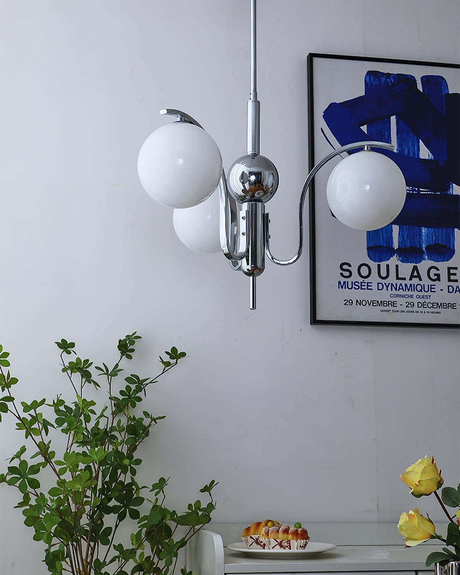 LustraChandelier Élégant en Verre et Chrome - Neutralighting