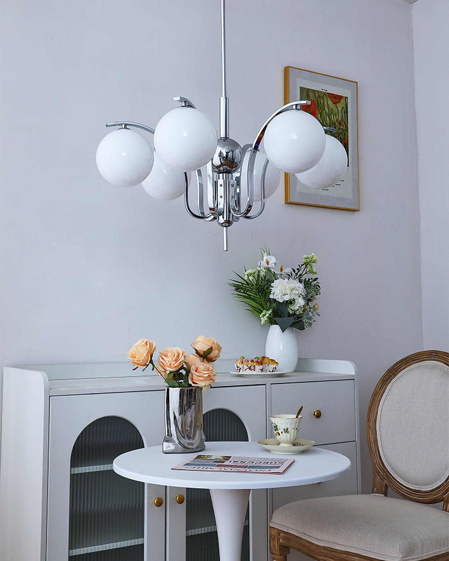 LustraChandelier Élégant en Verre et Chrome - Neutralighting