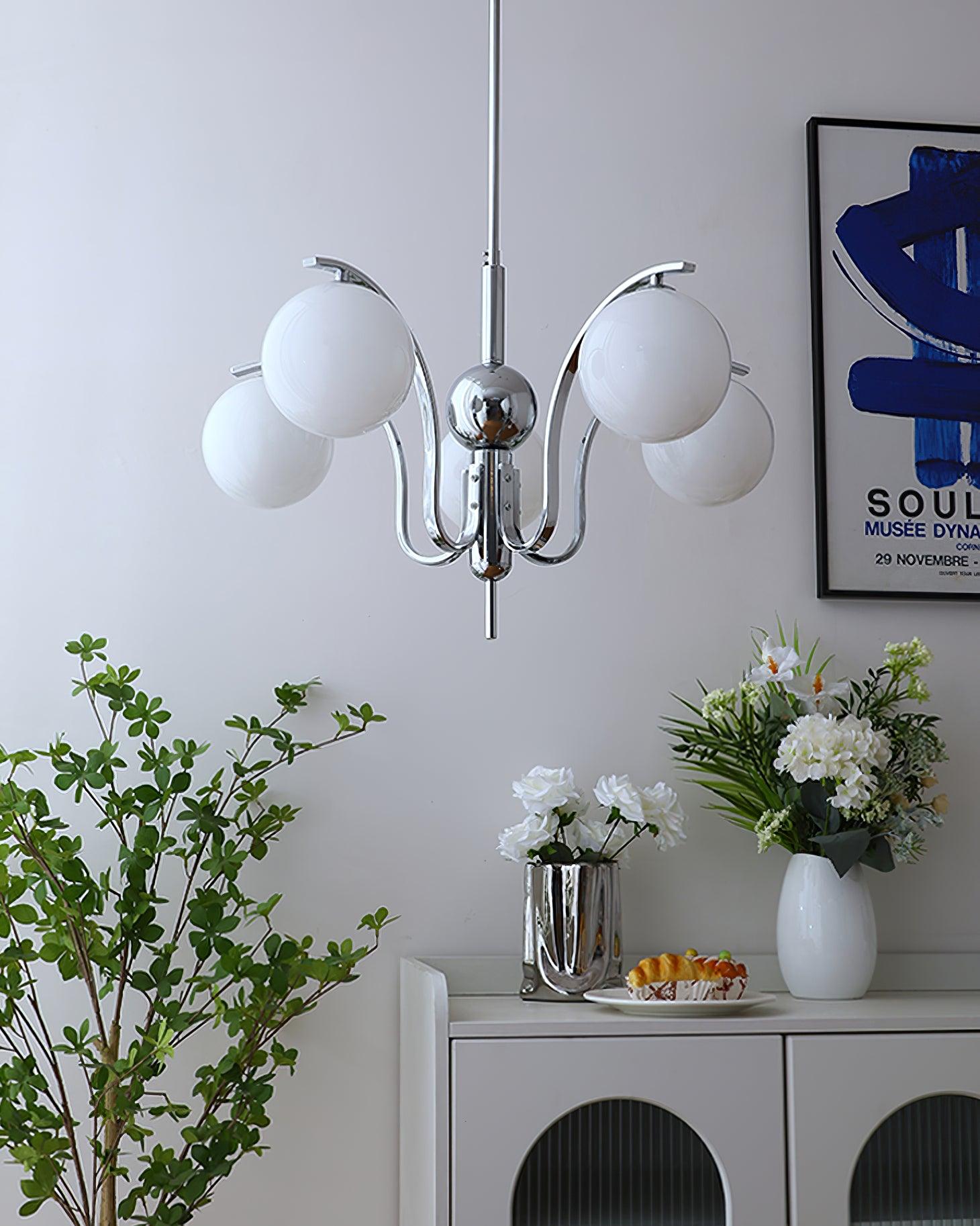 LustraChandelier Élégant en Verre et Chrome - Neutralighting