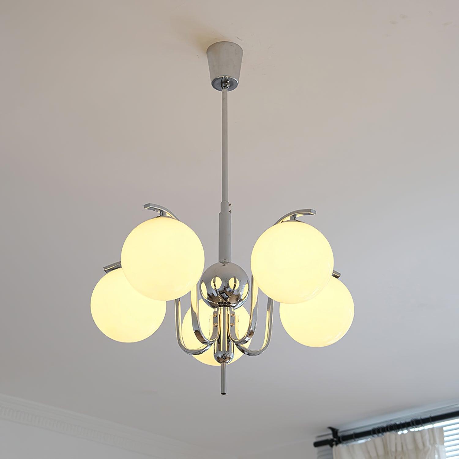 LustraChandelier Élégant en Verre et Chrome - Neutralighting