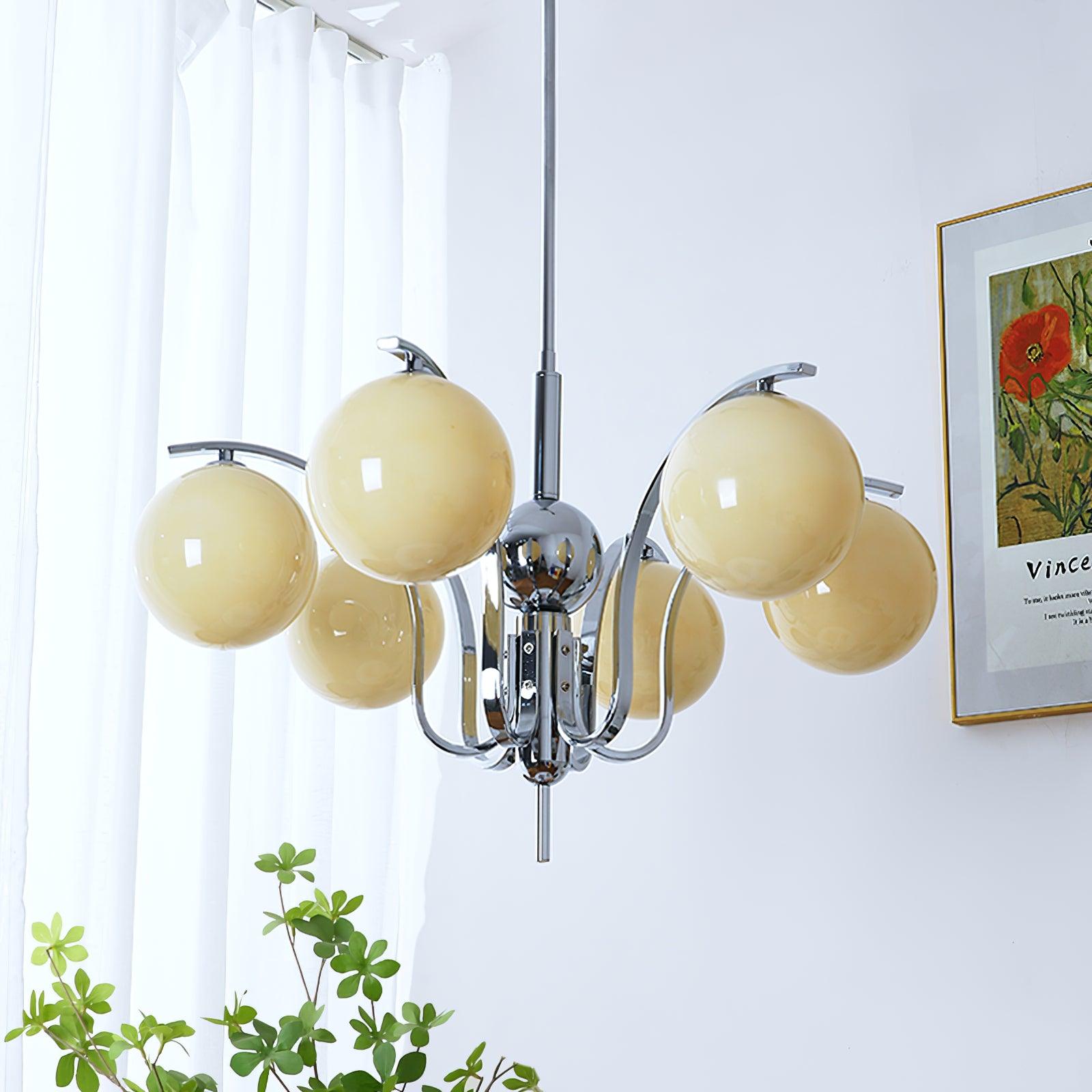 LustraChandelier Élégant en Verre et Chrome - Neutralighting