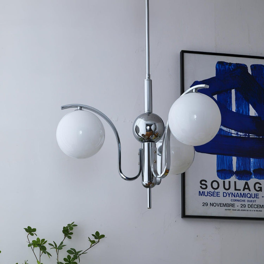LustraChandelier Élégant en Verre et Chrome - Neutralighting