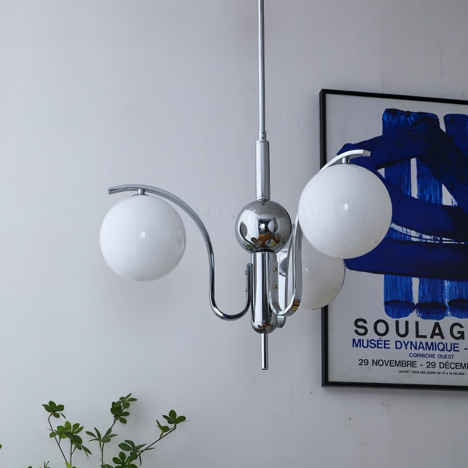 LustraChandelier Élégant en Verre et Chrome - Neutralighting