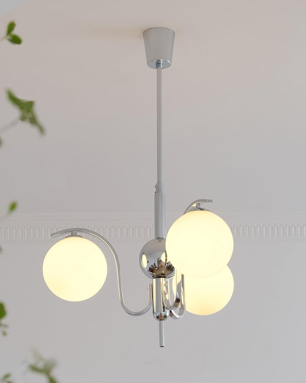 LustraChandelier Élégant en Verre et Chrome - Neutralighting