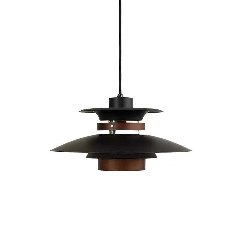 Solara Lampe suspendue en bois avec abat-jour superposé pour salle à manger nordique - Neutralighting