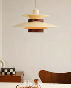 Solara Lampe suspendue en bois avec abat-jour superposé pour salle à manger nordique - Neutralighting