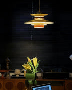 Solara Lampe suspendue en bois avec abat-jour superposé pour salle à manger nordique - Neutralighting
