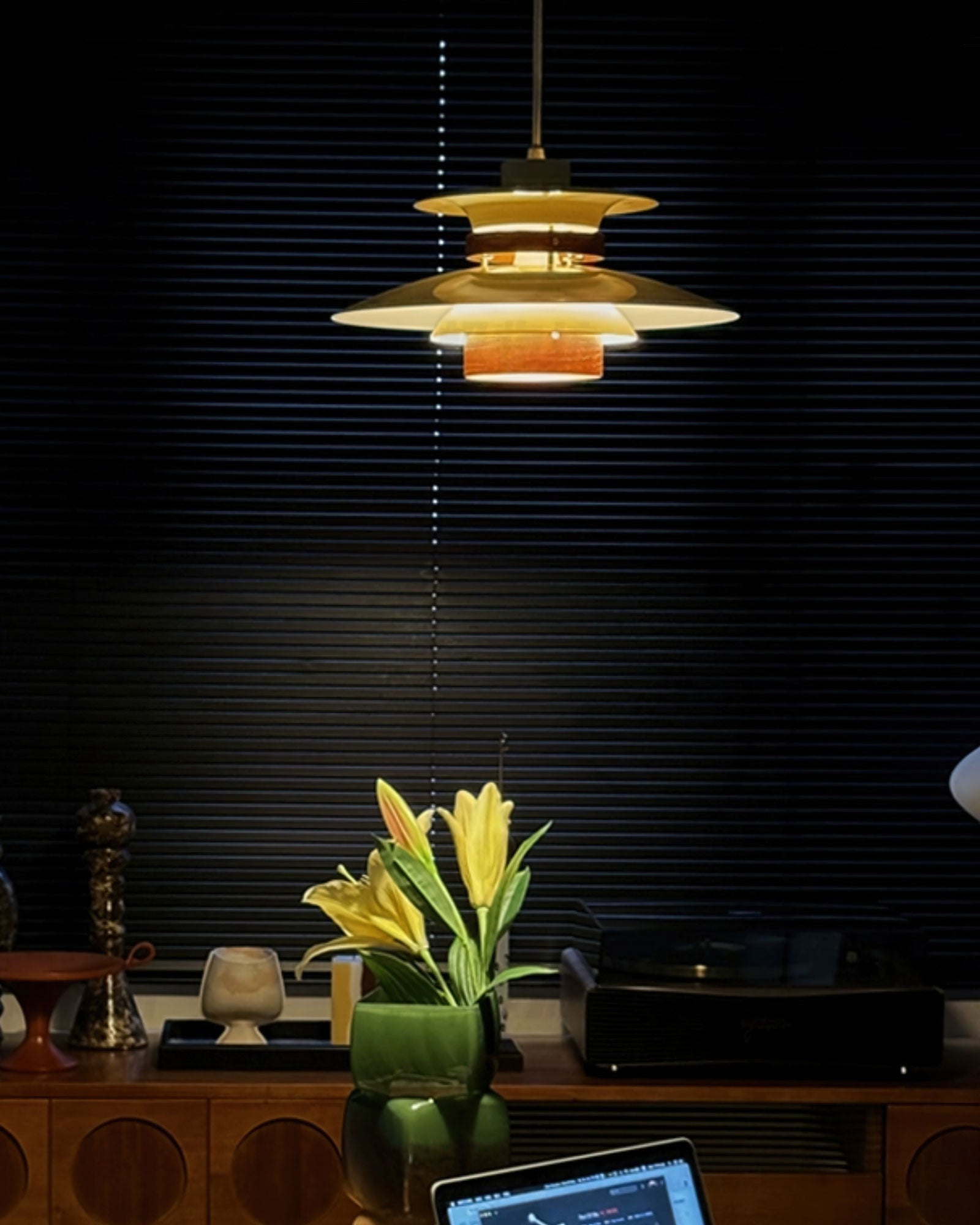Solara Lampe suspendue en bois avec abat-jour superposé pour salle à manger nordique - Neutralighting