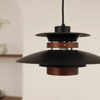 Solara Lampe suspendue en bois avec abat-jour superposé pour salle à manger nordique - Neutralighting