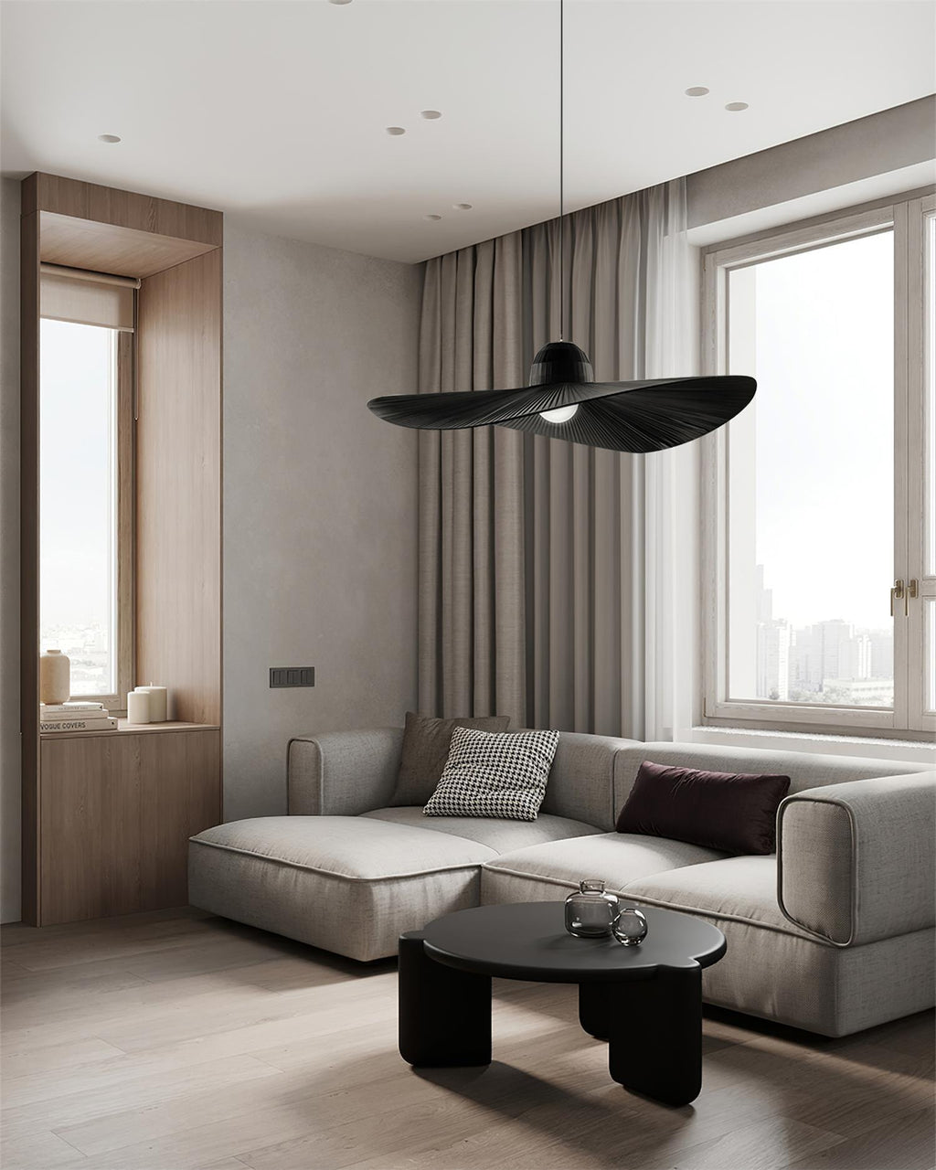 Moire Hat Lampe Pendante Tissu Plissé Moderne - Neutralighting