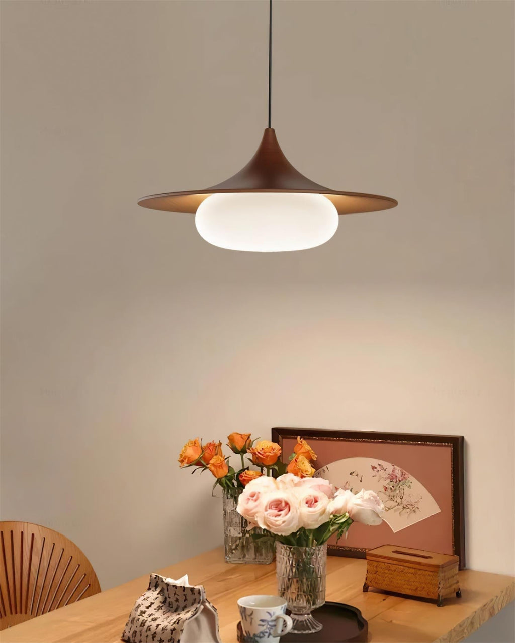 Ovelis Lampe Suspension avec Plafonnier en Bois - Neutralighting