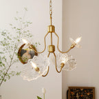 Lustra Chandelier Vintage Floral en Verre et Laiton - Neutralighting