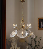 Lustra Chandelier Vintage Floral en Verre et Laiton - Neutralighting