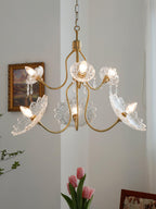 Lustra Chandelier Vintage Floral en Verre et Laiton - Neutralighting