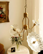 Lustra Chandelier Vintage Floral en Verre et Laiton - Neutralighting