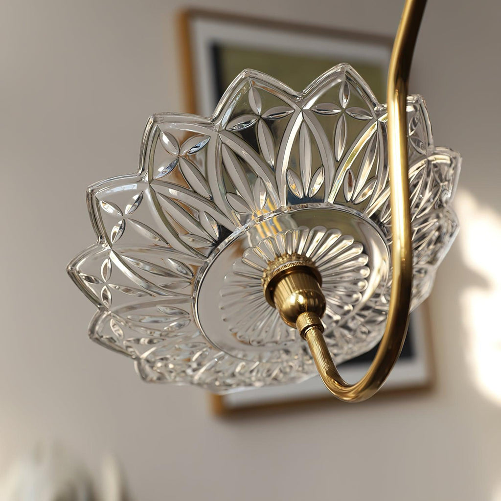 Lustra Chandelier Vintage Floral en Verre et Laiton - Neutralighting