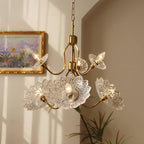 Lustra Chandelier Vintage Floral en Verre et Laiton - Neutralighting
