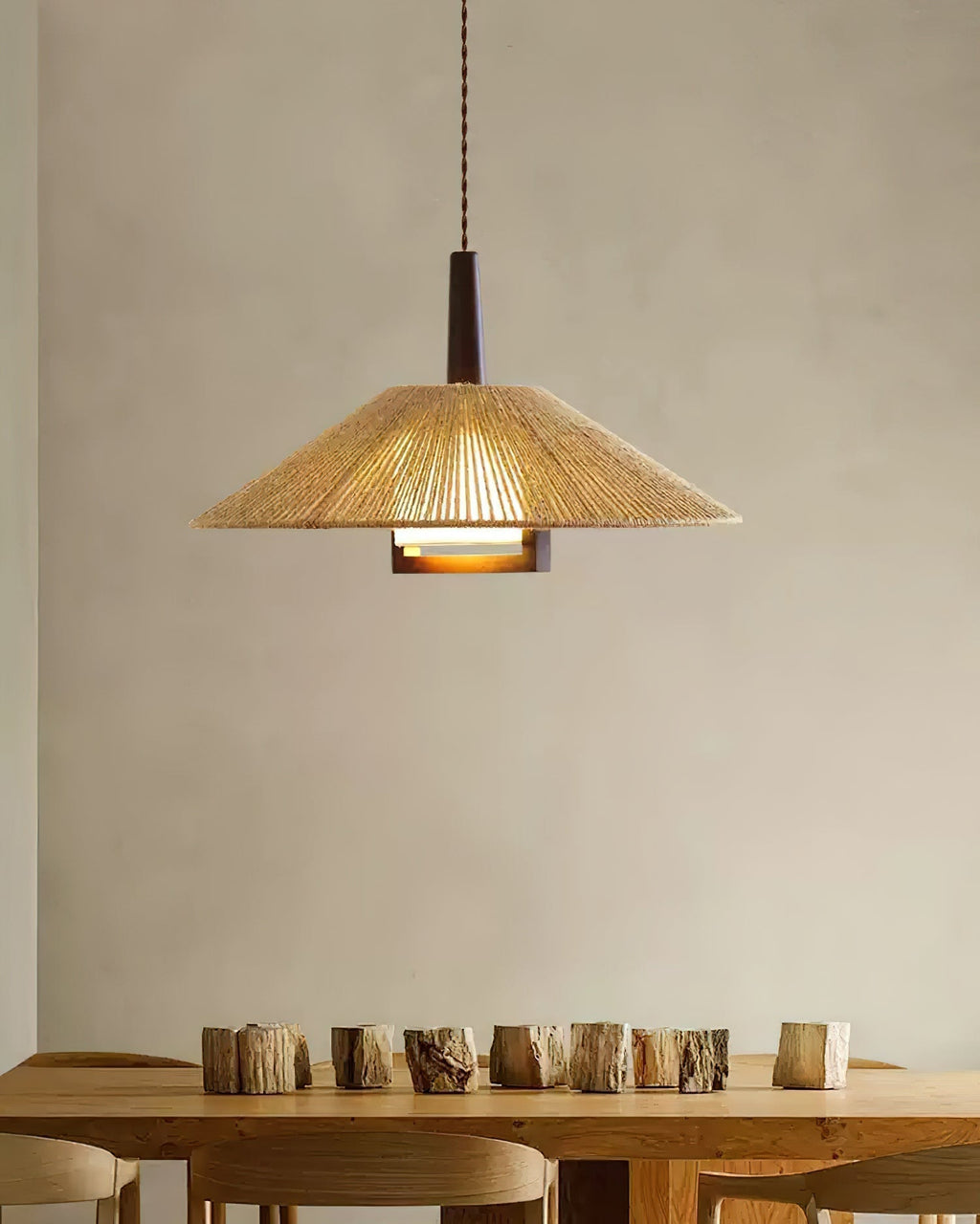 Fidoya Suspension Conique en Rotin Tressé - Neutralighting