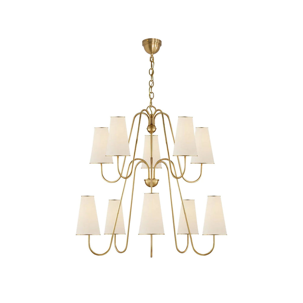 Elirora Lustre En Laiton Vintage élégant Avec Abat-Jour En Tissu - Neutralighting