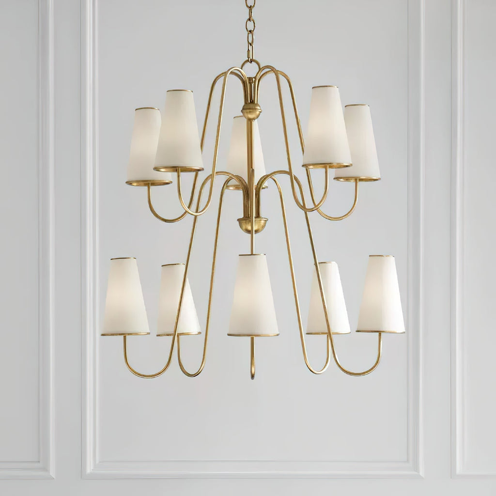 Elirora Lustre En Laiton Vintage élégant Avec Abat-Jour En Tissu - Neutralighting