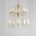 Elirora Lustre En Laiton Vintage élégant Avec Abat-Jour En Tissu - Neutralighting