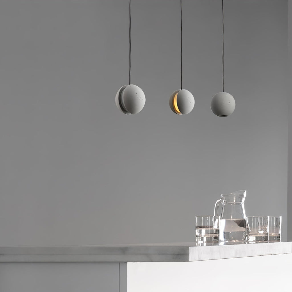 Solara Suspension Sphère en Béton Lune Minimaliste - Neutralighting
