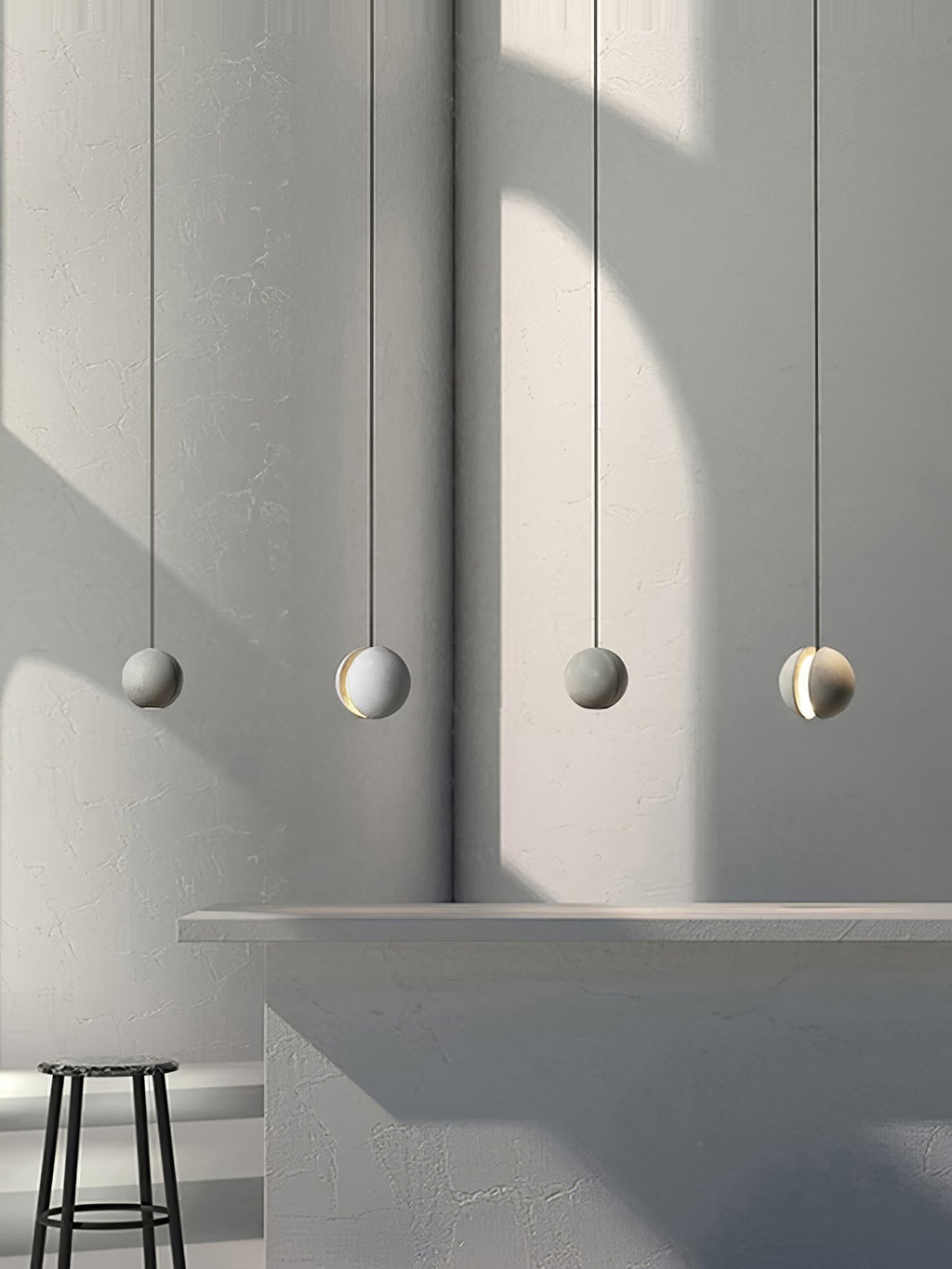 Solara Suspension Sphère en Béton Lune Minimaliste - Neutralighting
