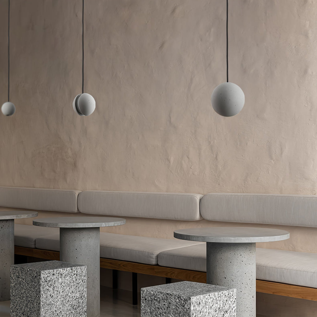 Solara Suspension Sphère en Béton Lune Minimaliste - Neutralighting