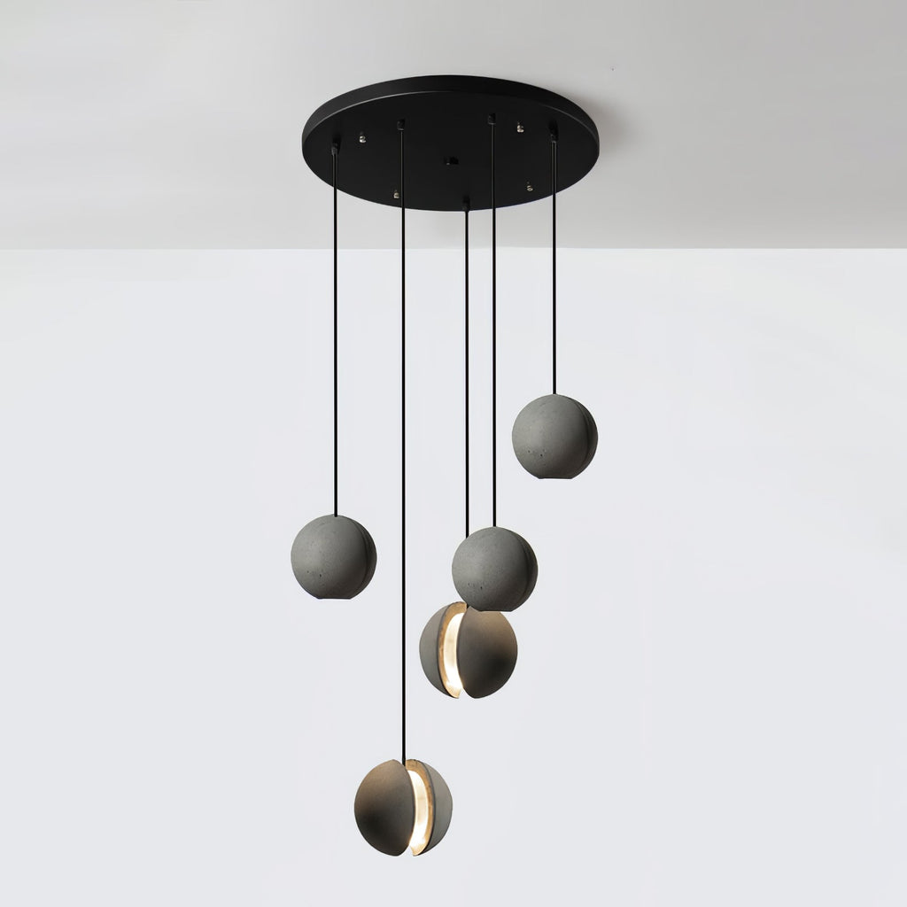 Solara Suspension Sphère en Béton Lune Minimaliste - Neutralighting
