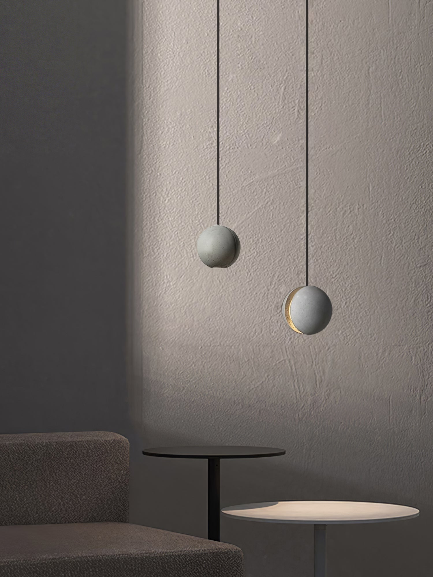 Solara Suspension Sphère en Béton Lune Minimaliste - Neutralighting