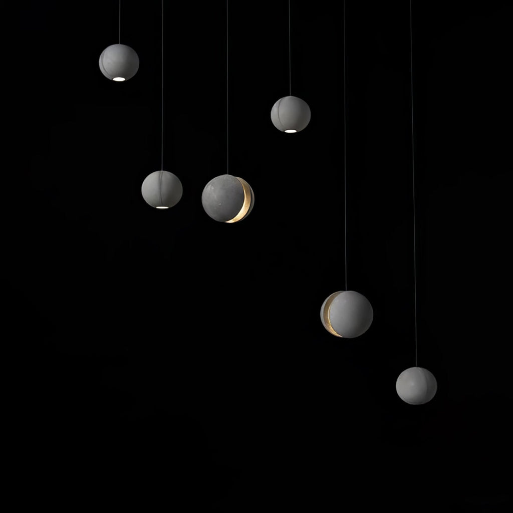 Solara Suspension Sphère en Béton Lune Minimaliste - Neutralighting