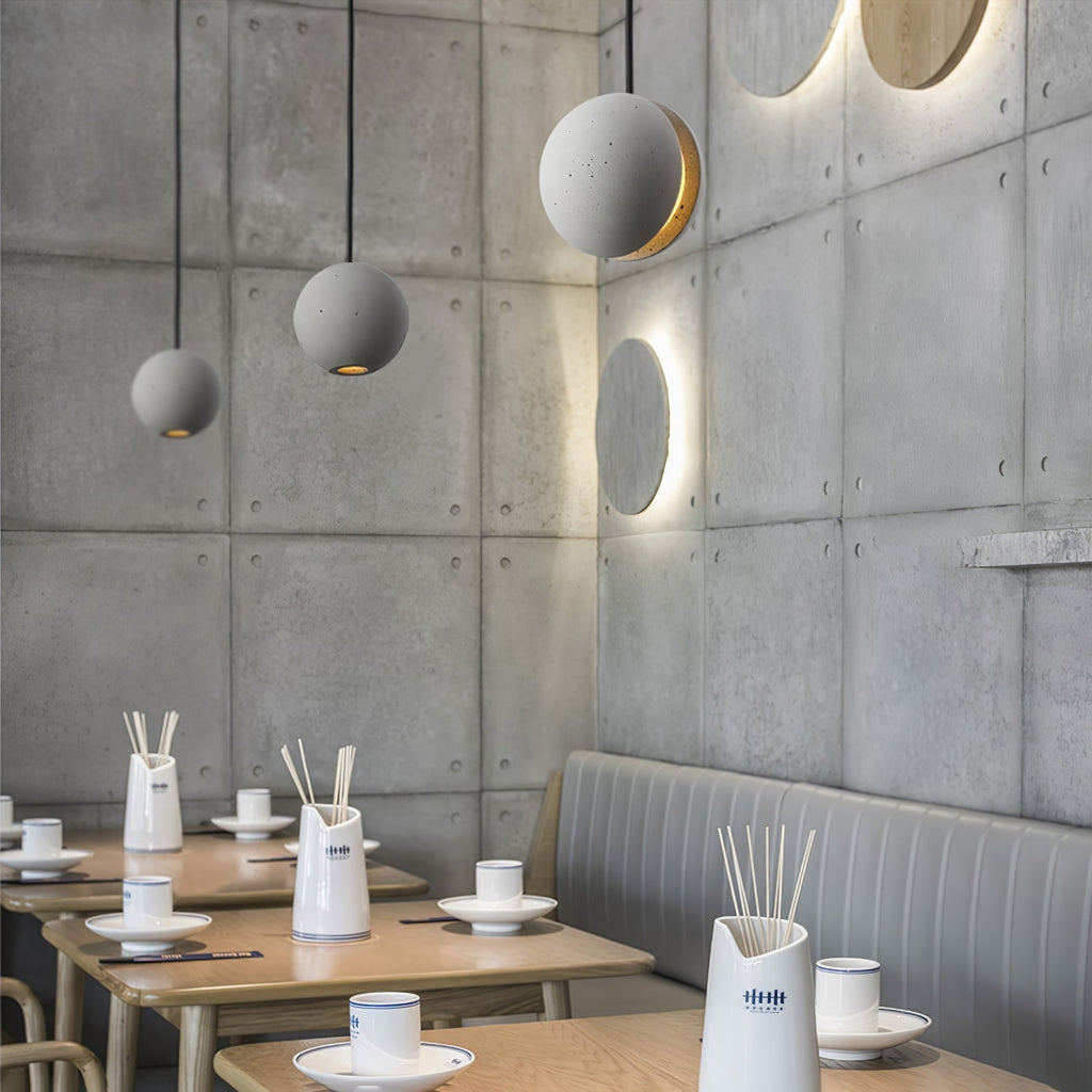 Solara Suspension Sphère en Béton Lune Minimaliste - Neutralighting