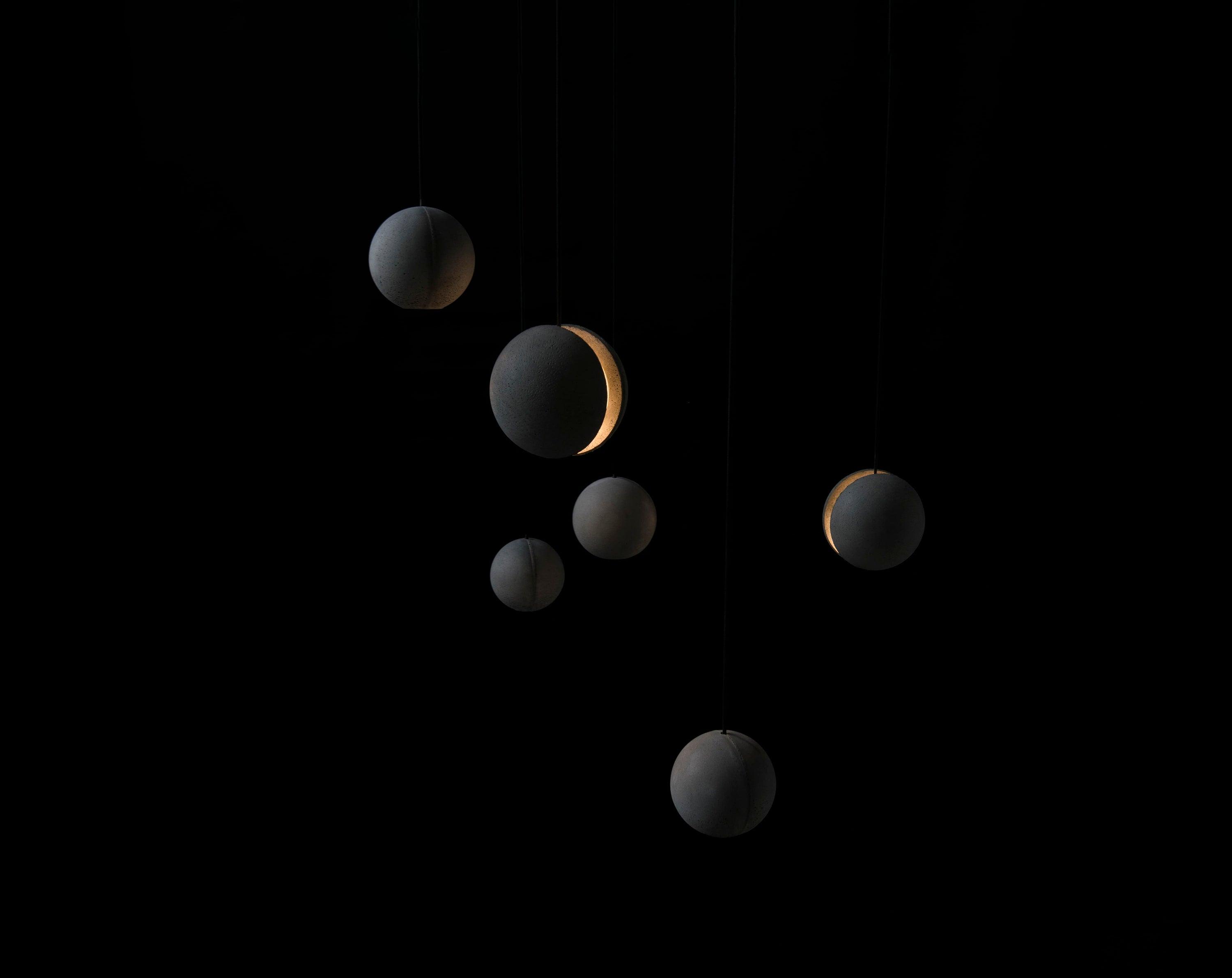 Solara Suspension Sphère en Béton Lune Minimaliste - Neutralighting