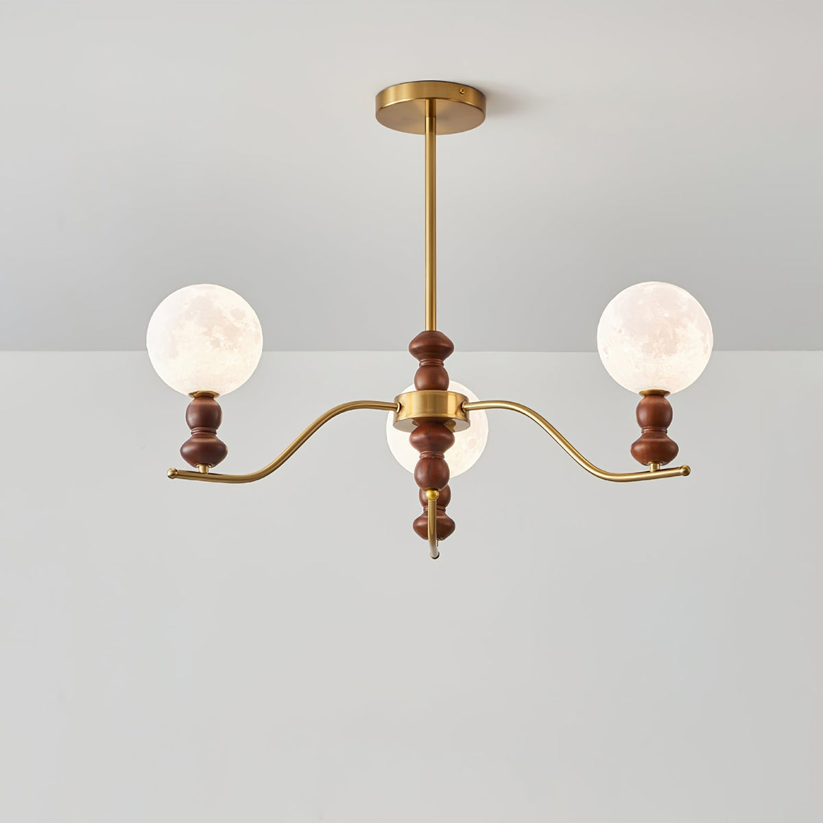 Virelle Lustre Lustra Laiton Bois Globe de Lune Élégant - Neutralighting