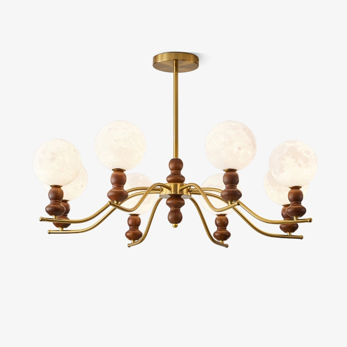 Virelle Lustre Lustra Laiton Bois Globe de Lune Élégant - Neutralighting