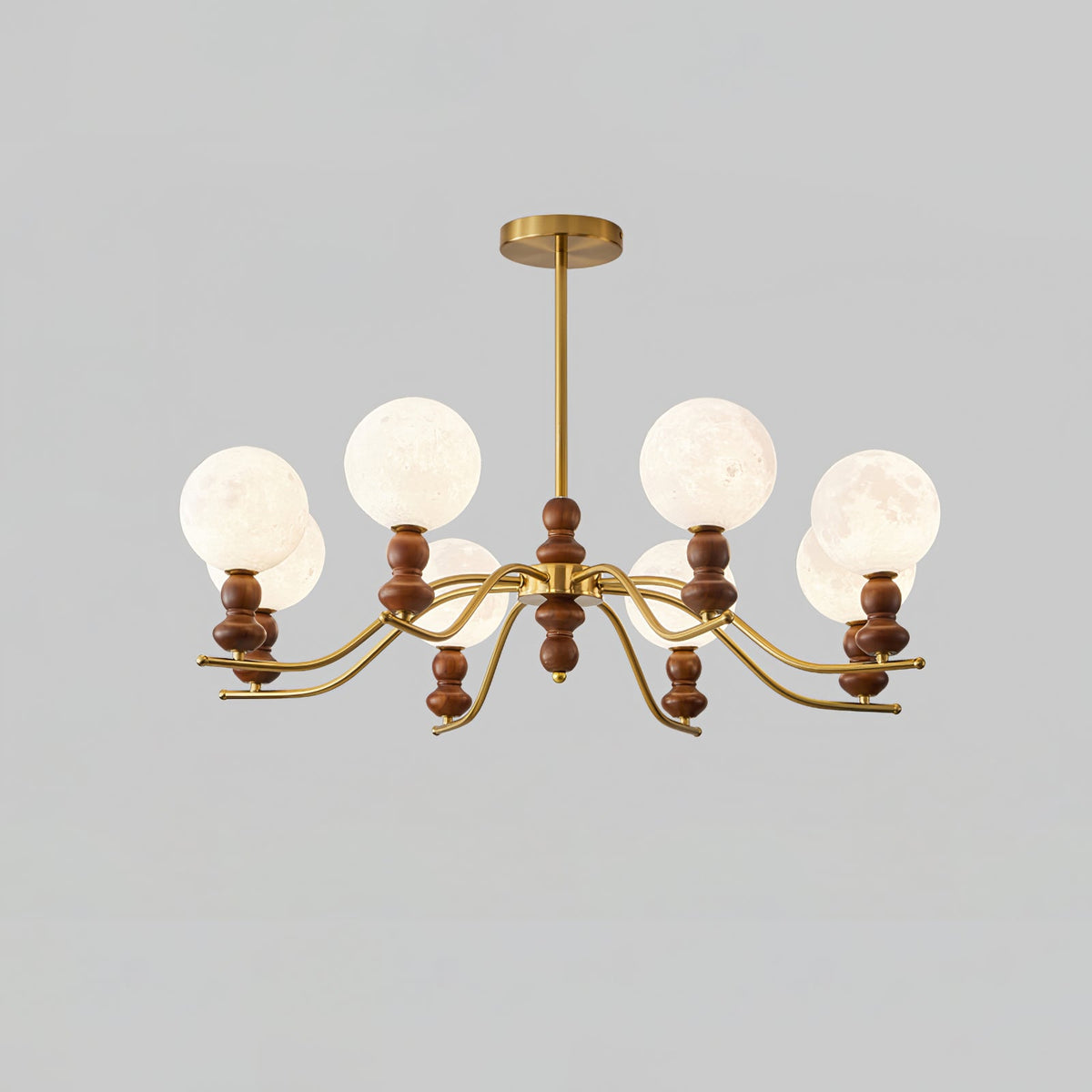 Virelle Lustre Lustra Laiton Bois Globe de Lune Élégant - Neutralighting
