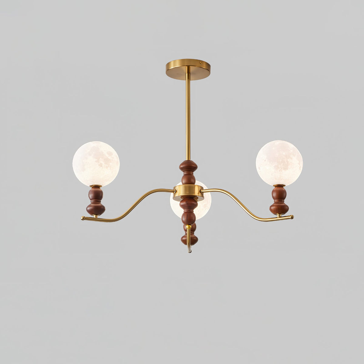 Virelle Lustre Lustra Laiton Bois Globe de Lune Élégant - Neutralighting