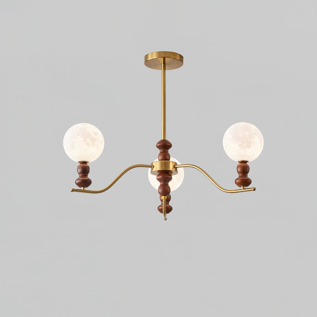 Virelle Lustre Lustra Laiton Bois Globe de Lune Élégant - Neutralighting