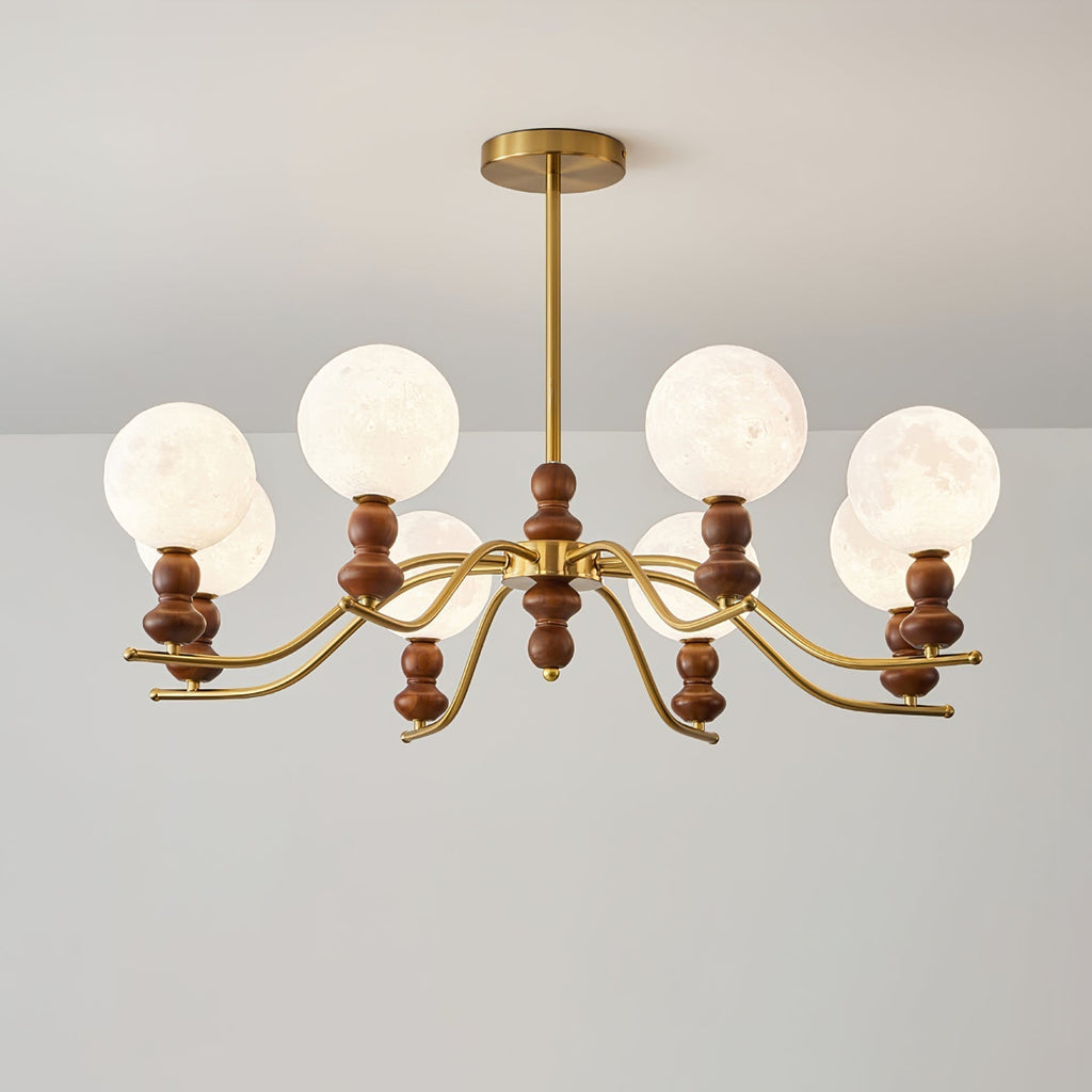 Virelle Lustre Lustra Laiton Bois Globe de Lune Élégant - Neutralighting